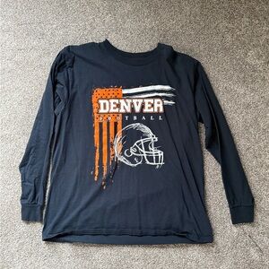 Denver Football Long Sleeve Tee - Navy with Orange and White Graphic
